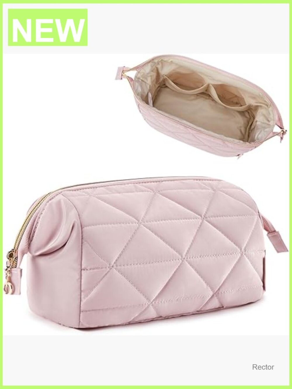 Puffy Padded Wide-Open Cosmetic Bag Travel Makeup Organizer Case